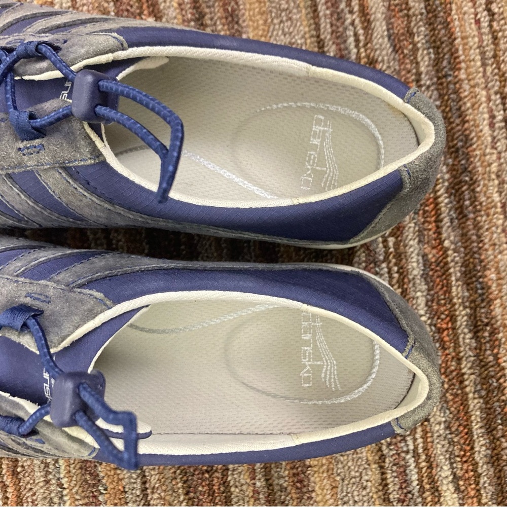 Dansko Sz 42 Women’s Blue Suede Canvas Sneakers Bungee Laces Comfort Shoes EUC - Picture 7 of 9